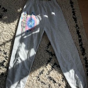 light grey soft tie dye flower printed sweatpants